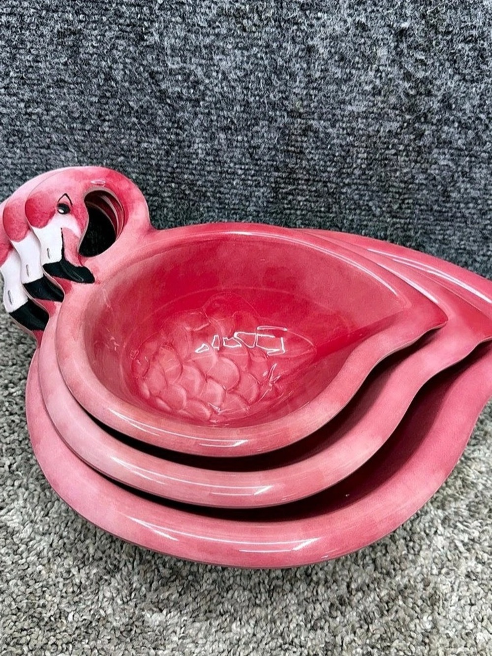 Tommy Bahama Pink Flamingo Melamine Set Of 3 Nested Serving Bowls